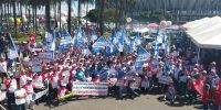 Representantes do Sincomerciários participam de manifestação em Brasília