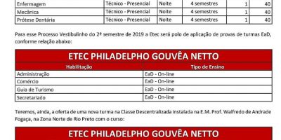 imagem - ETEC abre inscrições para o Vestibulinho 2019