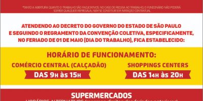 imagem - Horário de funcionamento do comércio neste sábado, 1º de maio