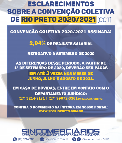 CCT garante 2,94% de reajuste para comerciários de Rio Preto