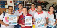 Equipe do Sindicato vai às ruas entregar o novo jornal “Em Notícias” aos comerciários
