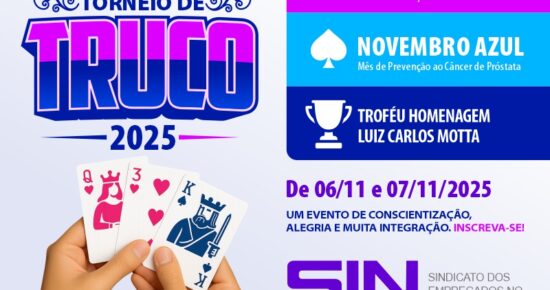 SINCOMERCIÁRIOS PROMOVE TORNEIO DE TRUCO 2025 COM TROFÉU HOMENAGEM LUIZ CARLOS MOTTA