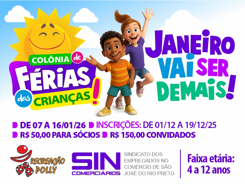 Colônia de Férias do Sincomerciários 2026 promete muita diversão para as crianças