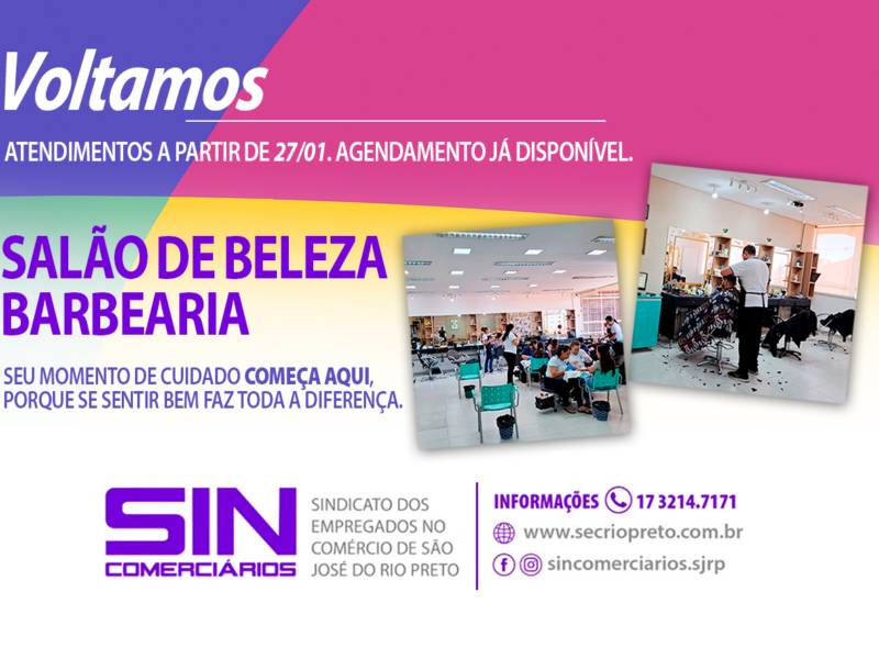 RETORNO DO SALÃO DE BELEZA E BARBEARIA